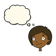 cartoon happy boy with thought bubble N155