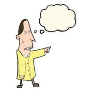cartoon ugly man pointing with thought bubble N8