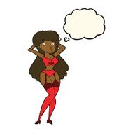 cartoon woman in lingerie with thought bubble N30