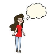 cartoon pretty girl with thought bubble N76