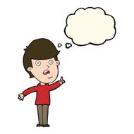 cartoon man asking question with thought bubble N32