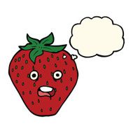 cartoon strawberry with thought bubble N20