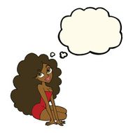 cartoon pretty woman with thought bubble N178
