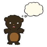 frightened black bear cartoon with thought bubble N4