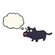 cartoon happy little dog with thought bubble N7