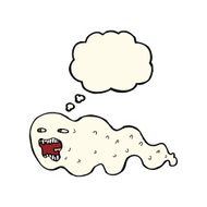 cartoon ghost with thought bubble N16