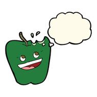 happy apple cartoon with thought bubble N4