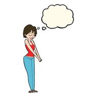 cartoon content woman with thought bubble N8