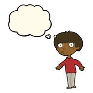 cartoon surprised boy with thought bubble N21