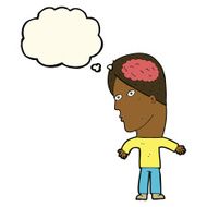 cartoon man with brain symbol thought bubble N15