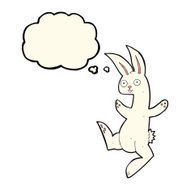 funny cartoon white rabbit with thought bubble N4