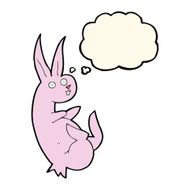 cue cartoon rabbit with thought bubble N7