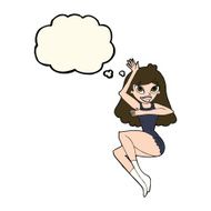 cartoon woman in lingerie with thought bubble N31