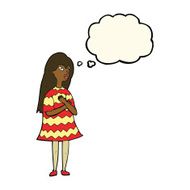 cartoon surprised girl with thought bubble N15