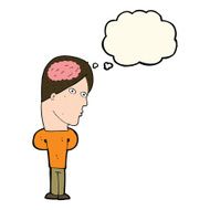 cartoon man with big brain thought bubble N8