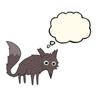 funny cartoon little wolf with thought bubble N4