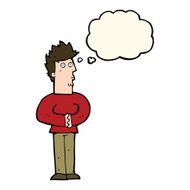 cartoon nervous man with thought bubble N101