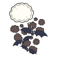 cartoon vampire bats with thought bubble N4