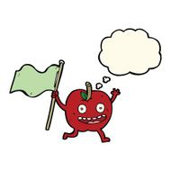 cartoon apple with flag thought bubble N8