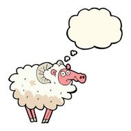 cartoon dirty sheep with thought bubble N3