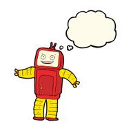 cartoon funny robot with thought bubble N54