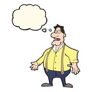 cartoon shocked man with thought bubble N78