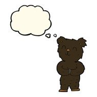 cartoon happy little black bear with thought bubble N12