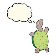 cartoon happy turtle with thought bubble N7