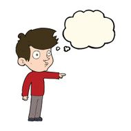cartoon pointing boy with thought bubble N21