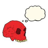 cartoon spooky skull with thought bubble N95