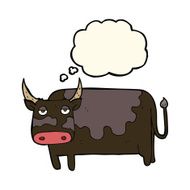 cartoon cow with thought bubble N23