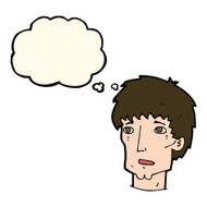 cartoon worried man with thought bubble N67