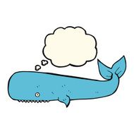 cartoon whale with thought bubble N25