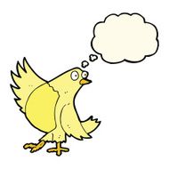 cartoon dancing bird with thought bubble N2
