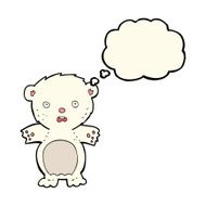 frightened polar bear cartoon with thought bubble N4