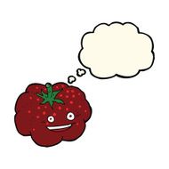 cartoon happy tomato with thought bubble N16