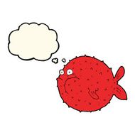 cartoon puffer fish with thought bubble N7