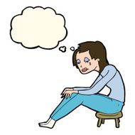 cartoon crying woman with thought bubble N7