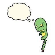 funny cartoon skull with thought bubble N14