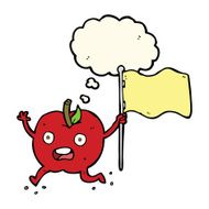 cartoon funny apple with flag thought bubble N6