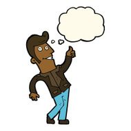 cartoon man giving thumbs up sign with thought bubble N11