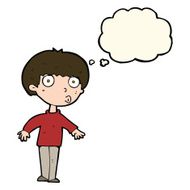 cartoon surprised boy with thought bubble N23