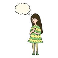cartoon surprised girl with thought bubble N16