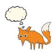 funny cartoon fox with thought bubble N4