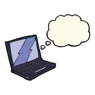 cartoon laptop computer with thought bubble N7
