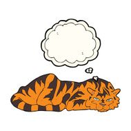 cartoon resting tiger with thought bubble N7