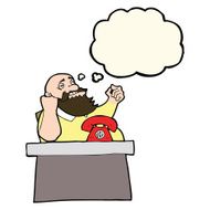 cartoon arrogant boss man with thought bubble N8
