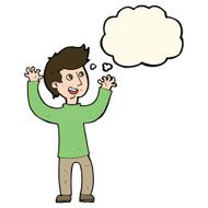 cartoon happy man with thought bubble N329