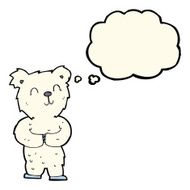 cartoon happy little polar bear with thought bubble N12