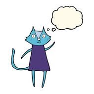 cute cartoon black cat waving with thought bubble N7